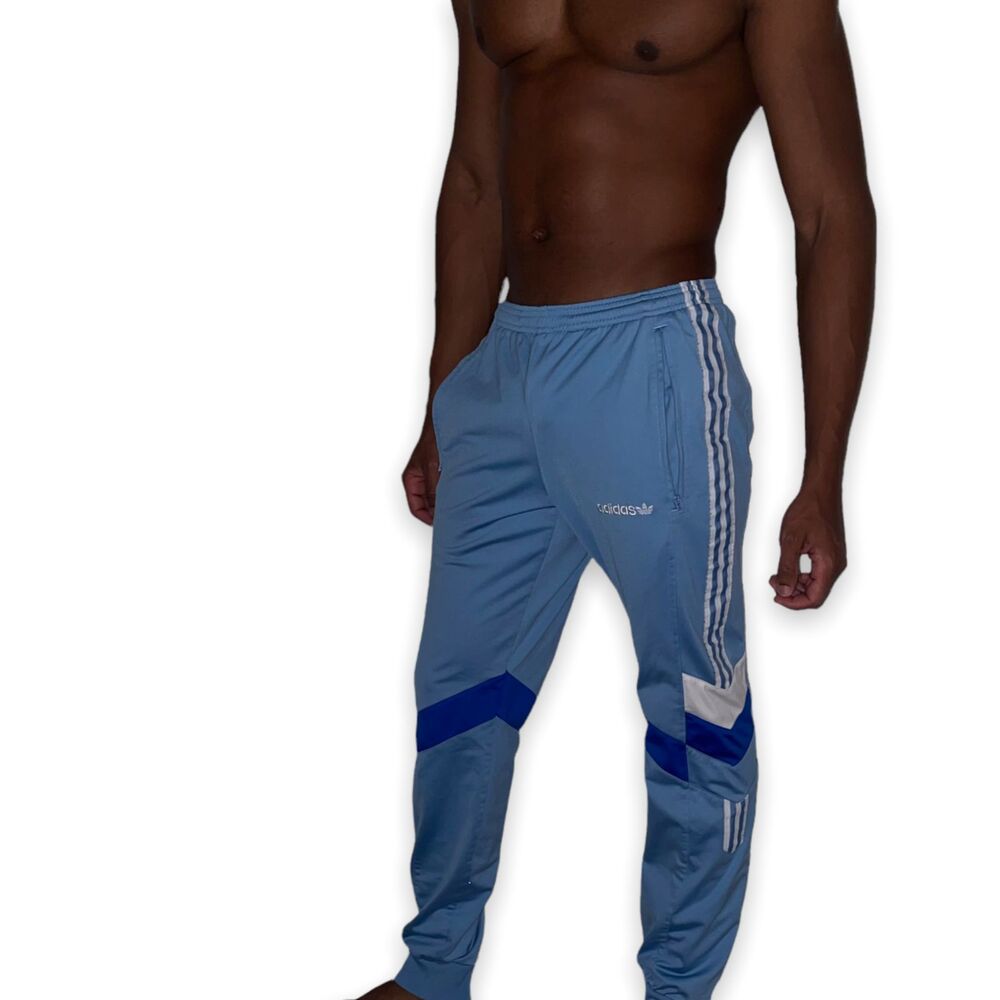 Adidas Originals Vintage Rare Cotton Pants Scally Trackies Sky Blue Small